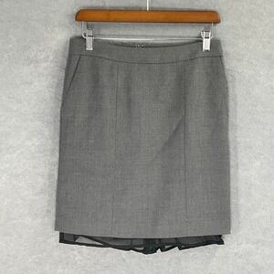 Ann Taylor Loft Gray Wool Blend Pencil Skirt Sheer Layered Hem Size 2 Career‎